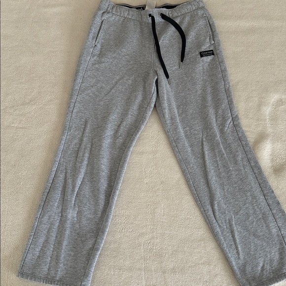 Calvin Klein Light Gray Sweatpants with Black Accents, Medium - Picture 1 of 8